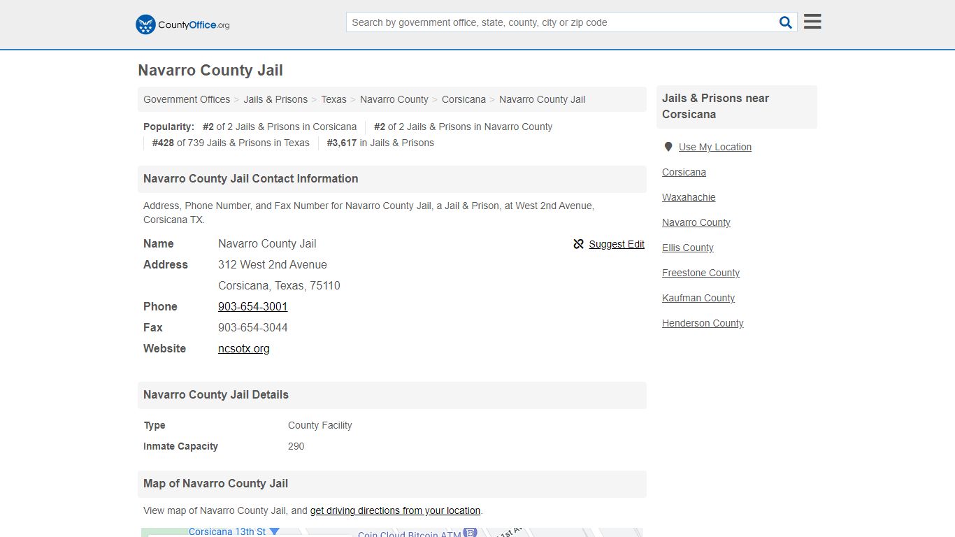 Navarro County Jail - Corsicana, TX (Address, Phone, and Fax)