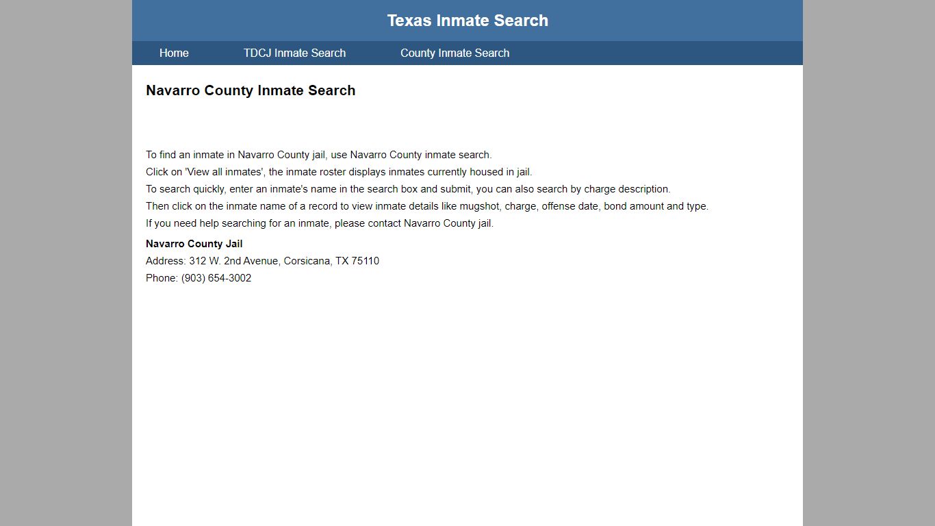 Navarro County Inmate Search